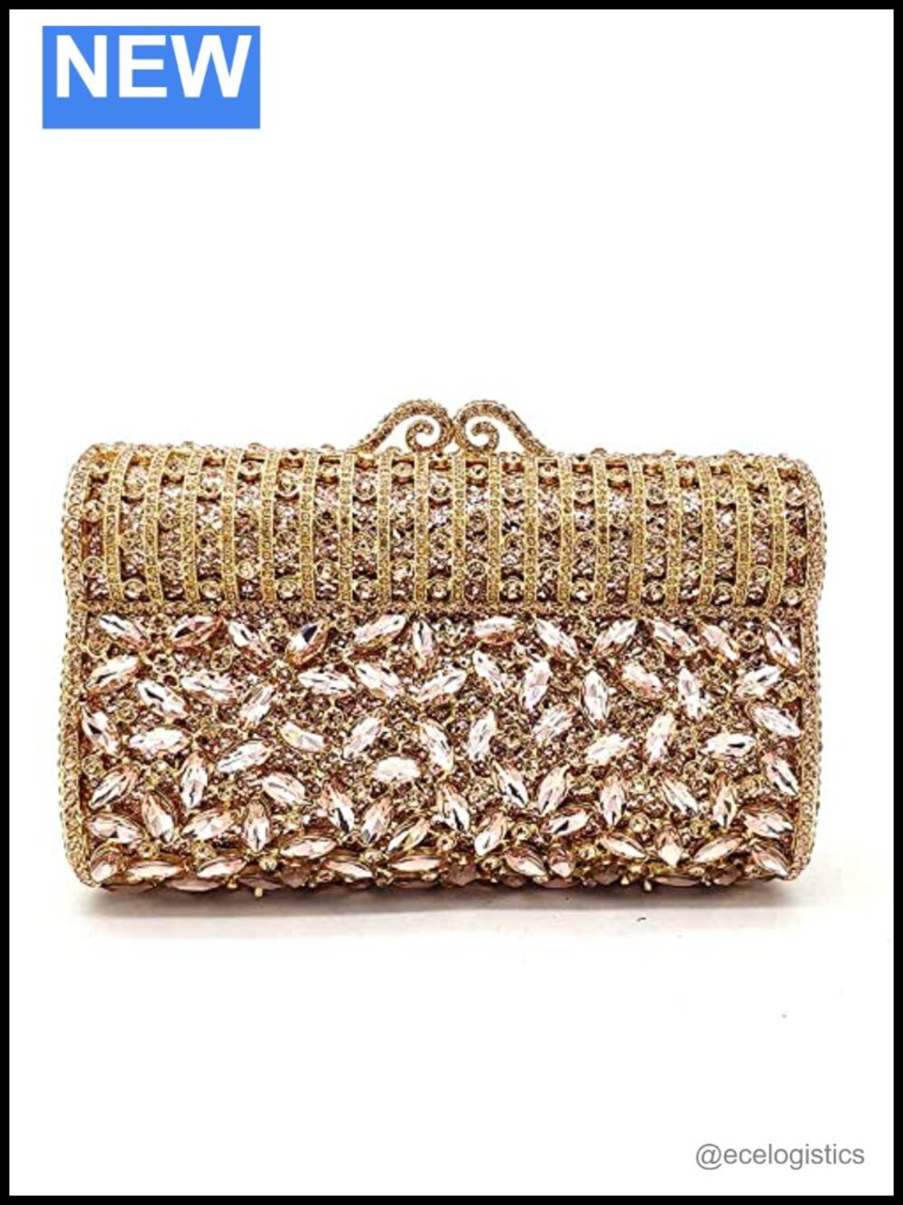 Crystal Embellished Evening Clutch Purse Bridal Wedding Formal Bag with